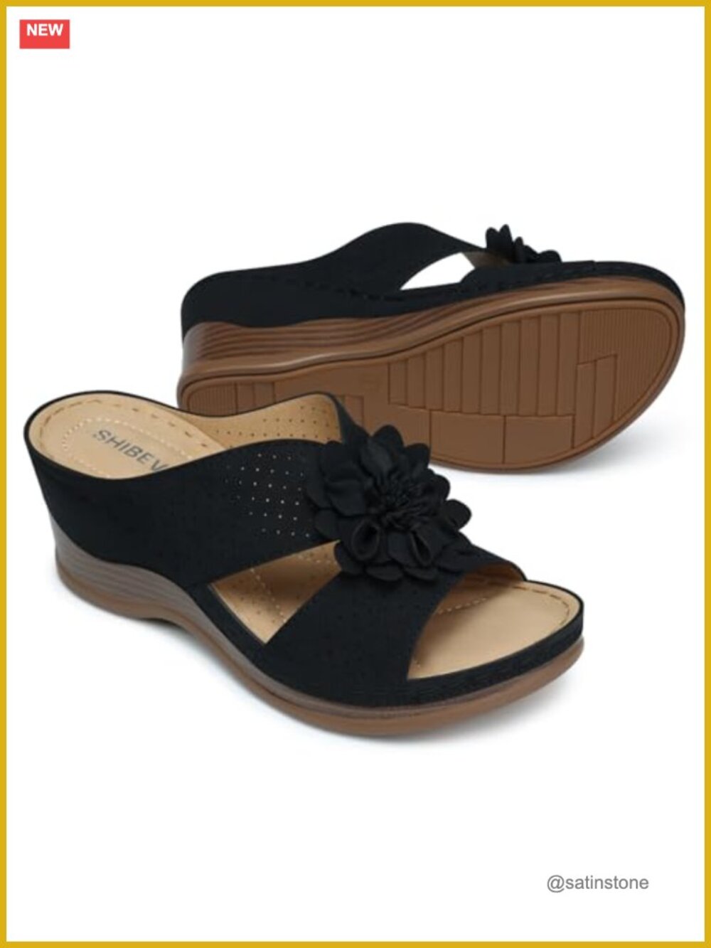 Wedge Sandals with Arch Support, Bohemian Floral Slip-On, Comfortable Dressy - Picture 5 of 6